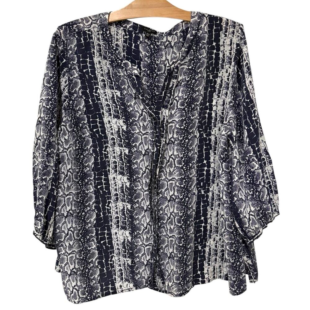 Talbots | Top Silk Snakeskin Print Blue White 3/4 Sleeves- Size 20 W